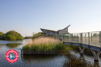 Attenborough Centre NottsWT with grebe lifeline appeal logo 