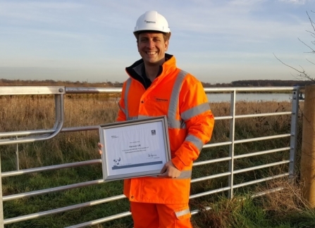  John Ingham with Wildlife Guardian certificate at Newington Quarry Notts WT cpt Janice Bradley