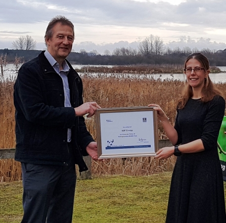 Stephen Lee - EDF Energy - and Holly McCain of NWT at Idle Valley Nature Reserve