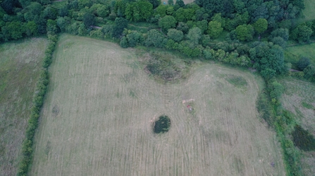 Aerial view of  landscape before pond construction