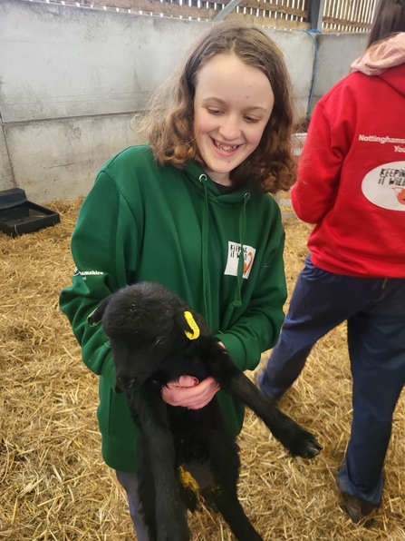 Keeping It Wild member Ivy with a lamb at Idle