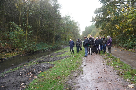 View of a stream after re-profiling work with people viewing the work.