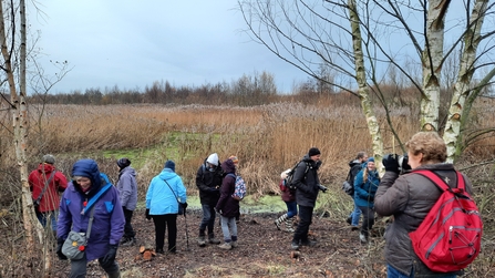 People on a tour of Idle Valley beaver enclosure