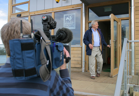 Sir David Attenborough at Attenborough Nature Centre entrance during opening in 2005