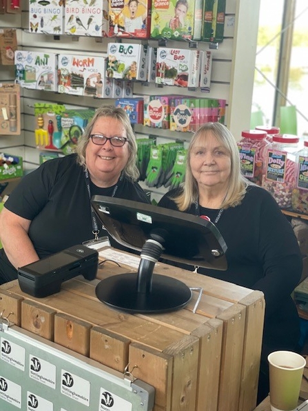 Pat & Sue at the Attenborough Nature Centre shop